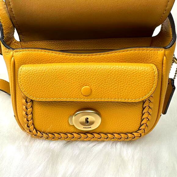 Coach Tabby Leather Crossbody Messenger 19 With Braid- Brass/Buttercup CJ837 NWT - Picture 8 of 15